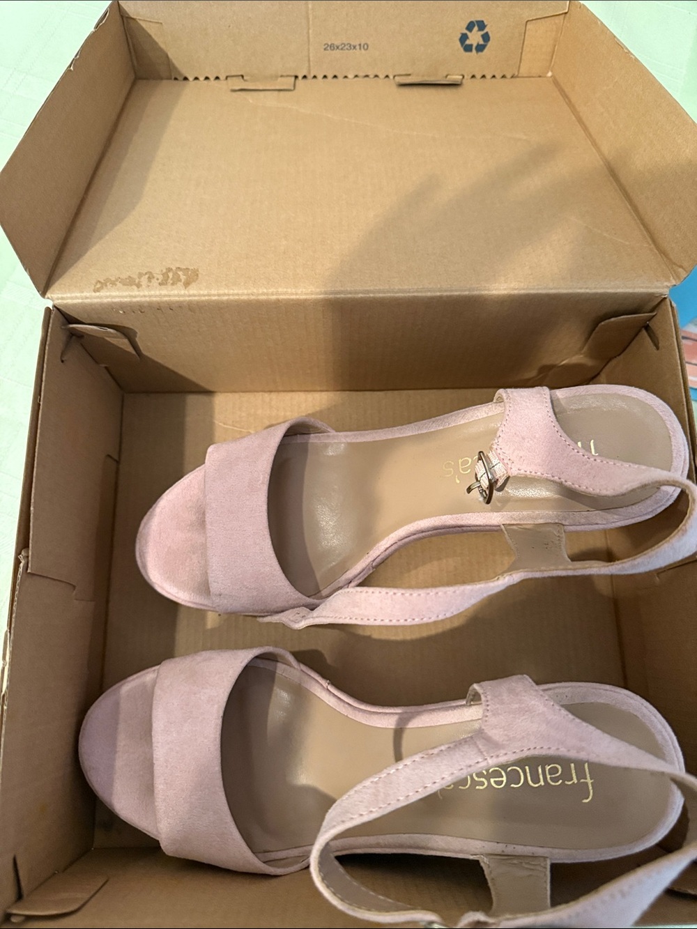 Francesca's Collections Light Blush Suede Open-Toe Slingback Sandals